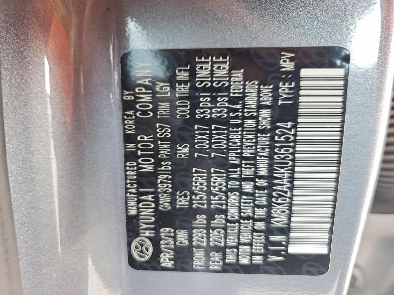 62595546 :رقم المزاد ، KM8K62AA4KU361524 vin ، 2019 Hyundai Kona مزاد بيع