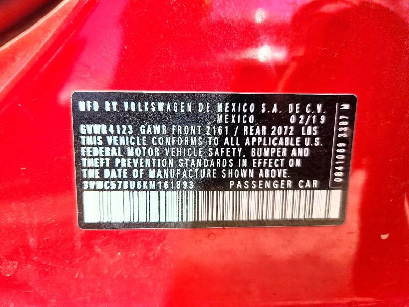 Продажа на аукционе авто 2019 Volkswagen Jetta, vin: 3VWC57BU6KM161893, номер лота: 60183306