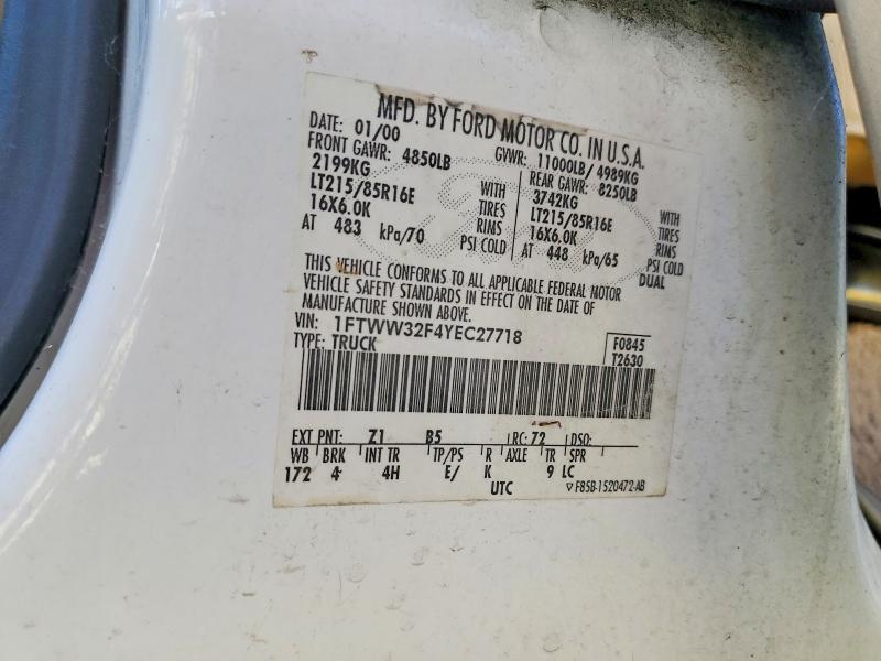 Продажа на аукционе авто 2000 Ford F350, vin: 1FTWW32F4YEC27718, номер лота: 57752076