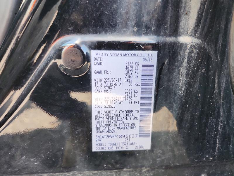 2015 Nissan Rogue მანქანა იყიდება აუქციონზე, vin: 5N1AT2MV6FC896627, აუქციონის ნომერი: 60021486