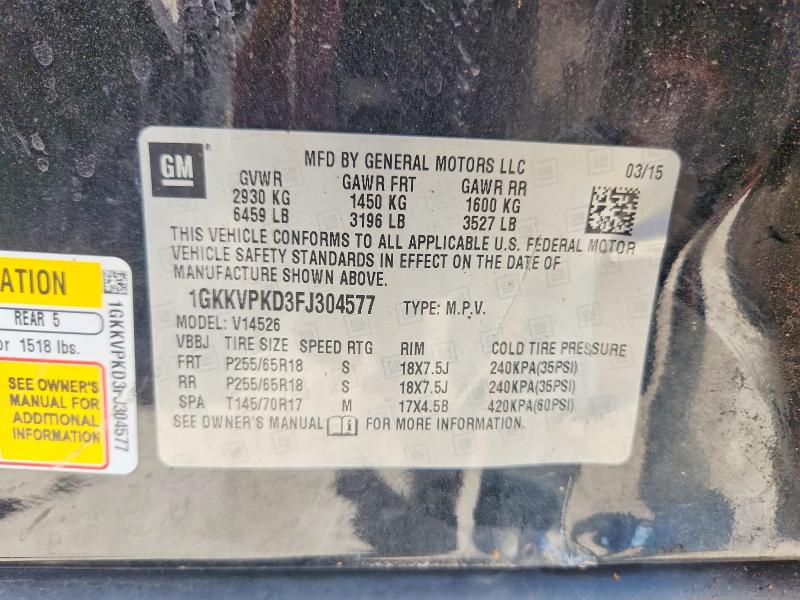 Продаж на аукціоні авто 2015 Gmc Acadia, vin: 1GKKVPKD3FJ304577, номер лоту: 62997346