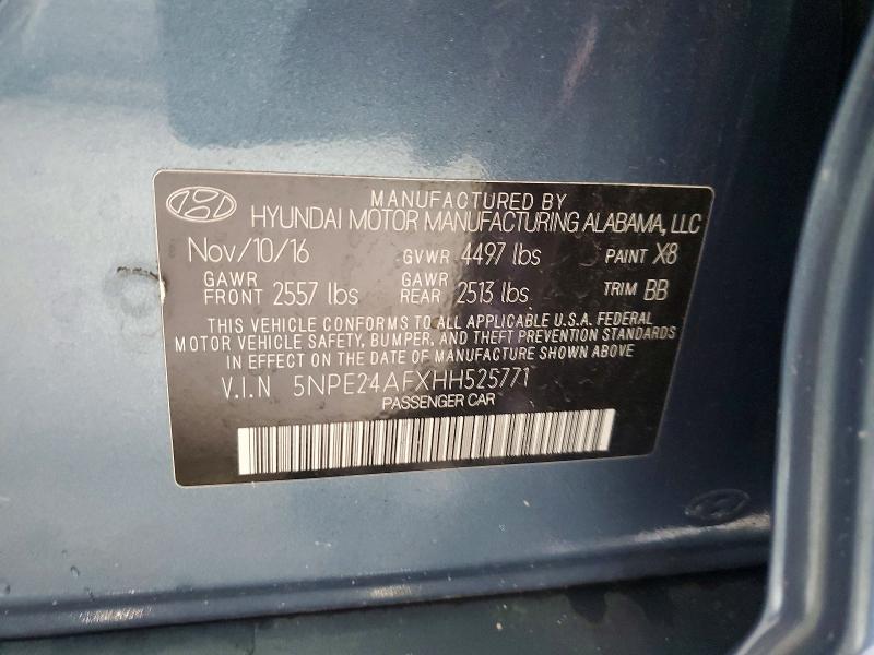 2017 Hyundai Sonata მანქანა იყიდება აუქციონზე, vin: 5NPE24AFXHH525771, აუქციონის ნომერი: 60297746