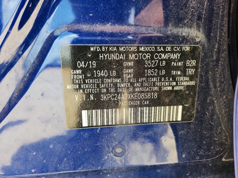 60154886 :رقم المزاد ، 3KPC24A3XKE085818 vin ، 2019 Hyundai Accent مزاد بيع