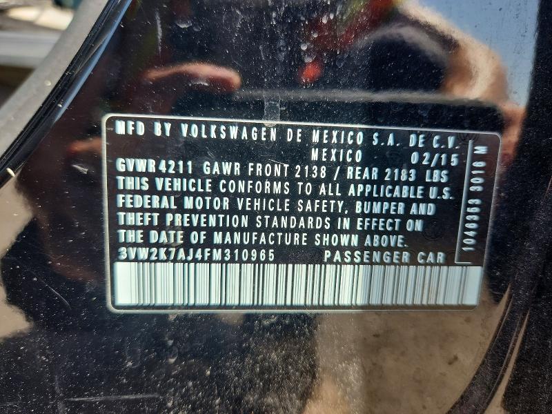 Продажа на аукционе авто 2015 Volkswagen Jetta, vin: 3VW2K7AJ4FM310965, номер лота: 97683245