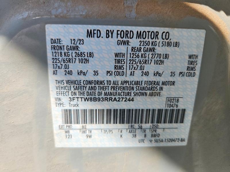 Aukcja sprzedaży 2024 Ford Maverick, vin: 3FTTW8B93RRA27244, numer aukcji: 61163686