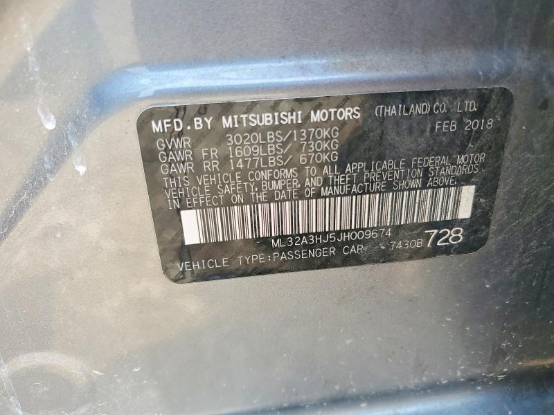 Aukcja sprzedaży 2018 Mitsubishi Mirage, vin: ML32A3HJ5JH009674, numer aukcji: 62612966