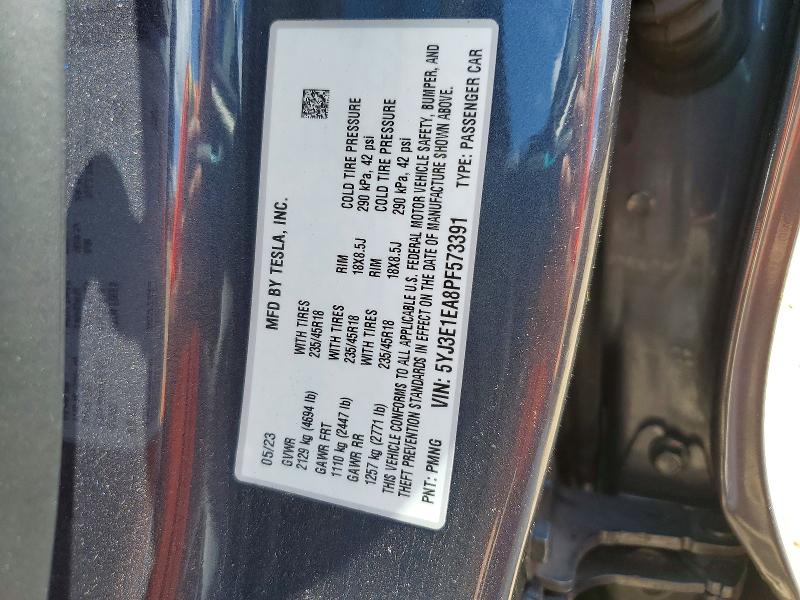 Aukcja sprzedaży 2023 Tesla Model 3, vin: 5YJ3E1EA8PF573391, numer aukcji: 60203416