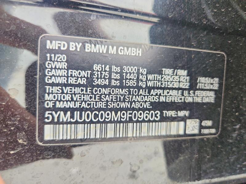 2021 Bmw X5 მანქანა იყიდება აუქციონზე, vin: 5YMJU0C09M9F09603, აუქციონის ნომერი: 58634966