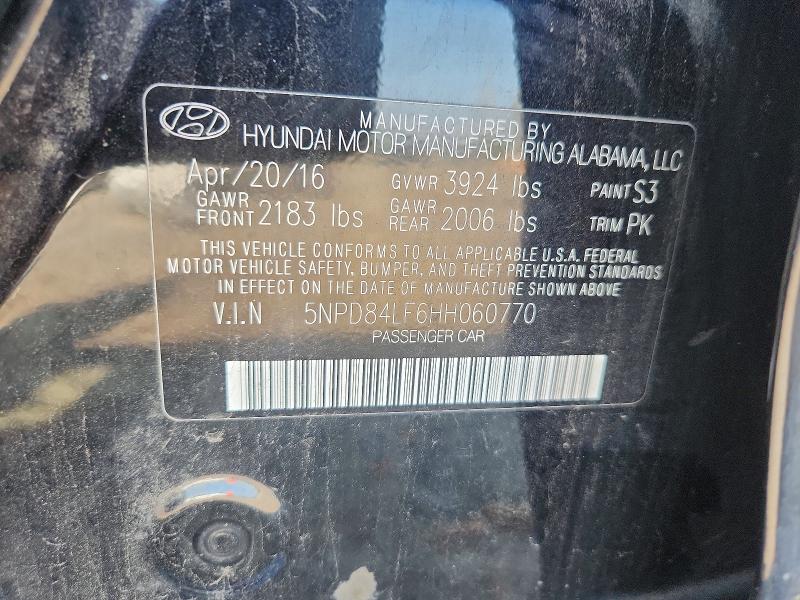 62768976 :رقم المزاد ، 5NPD84LF6HH060770 vin ، 2017 Hyundai Elantra مزاد بيع