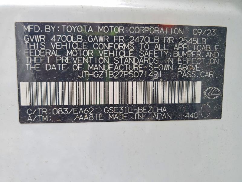 Aukcja sprzedaży 2023 Lexus Is 350, vin: JTHGZ1B27P5071491, numer aukcji: 60800176