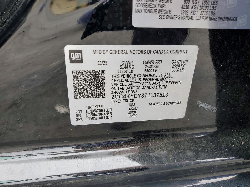 Aukcja sprzedaży 2026 Chevrolet Silverado, vin: 2GC4KYEY8T1137513, numer aukcji: 60752796