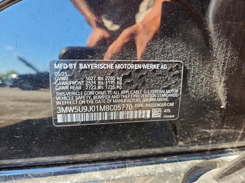 62473946 :رقم المزاد ، 3MW5U9J01M8C05770 vin ، 2021 Bmw M340xi مزاد بيع