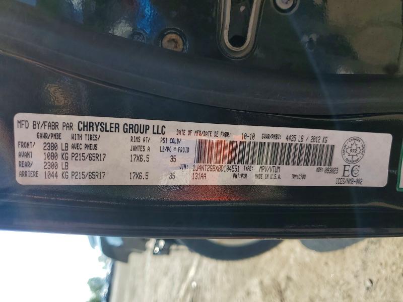 60028926 :رقم المزاد ، 1J4NT2GBXBD104551 vin ، 2011 Jeep Patriot مزاد بيع