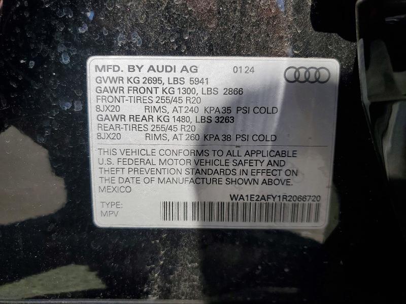 62652376 :رقم المزاد ، WA1E2AFY1R2066720 vin ، 2024 Audi Q5 E مزاد بيع