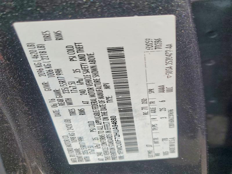 Auction sale of the 2017 Ford Escape, vin: 1FMCU0F72HUA94680, lot number: 60800416