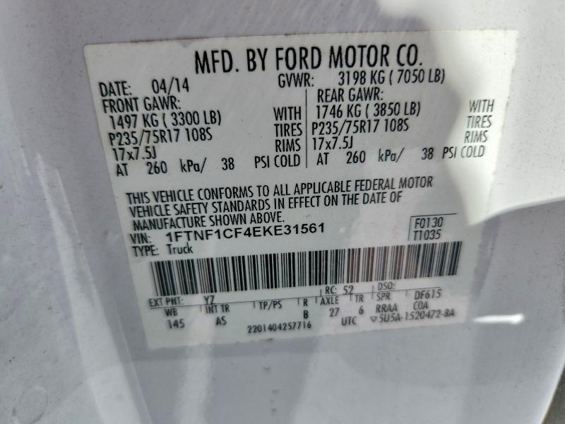 Aukcja sprzedaży 2014 Ford F150, vin: 1FTNF1CF4EKE31561, numer aukcji: 60073716