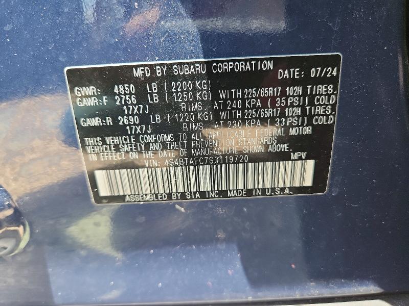 62797656 :رقم المزاد ، 4S4BTAFC7S3119720 vin ، 2025 Subaru Outback مزاد بيع