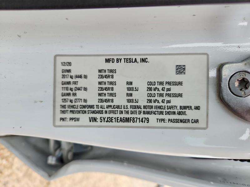 Aukcja sprzedaży 2021 Tesla Model 3, vin: 5YJ3E1EA6MF871479, numer aukcji: 61359636
