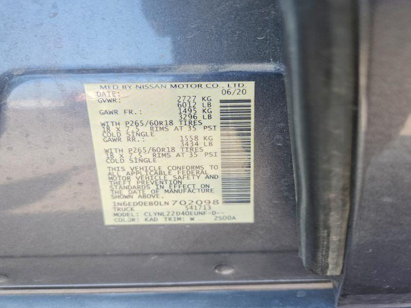 Продажа на аукционе авто 2020 Nissan Frontier, vin: 1N6ED0EB0LN702098, номер лота: 60993576
