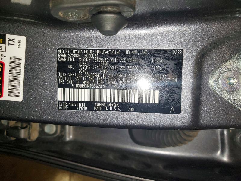 2023 Toyota Highlander Hybrid მანქანა იყიდება აუქციონზე, vin: 5TDXBRCH4PS563039, აუქციონის ნომერი: 59286326
