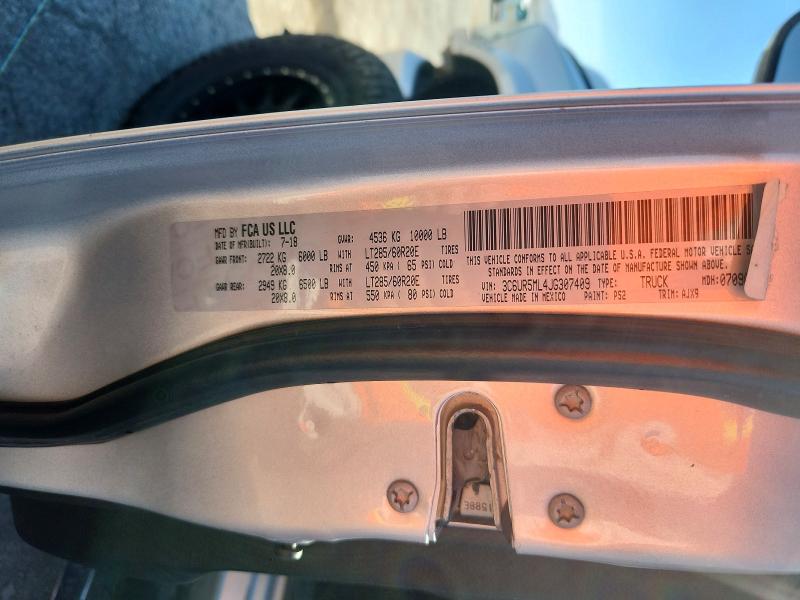 63037466 :رقم المزاد ، 3C6UR5ML4JG307409 vin ، 2018 Ram 2500 مزاد بيع