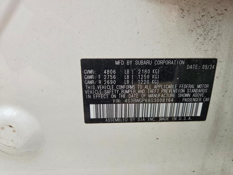60516376 :رقم المزاد ، 4S3BWGP68S3008164 vin ، 2025 Subaru Legacy مزاد بيع