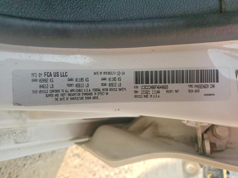 61080386 :رقم المزاد ، 1C3CCCAB6FN640669 vin ، 2015 Chrysler 200 مزاد بيع
