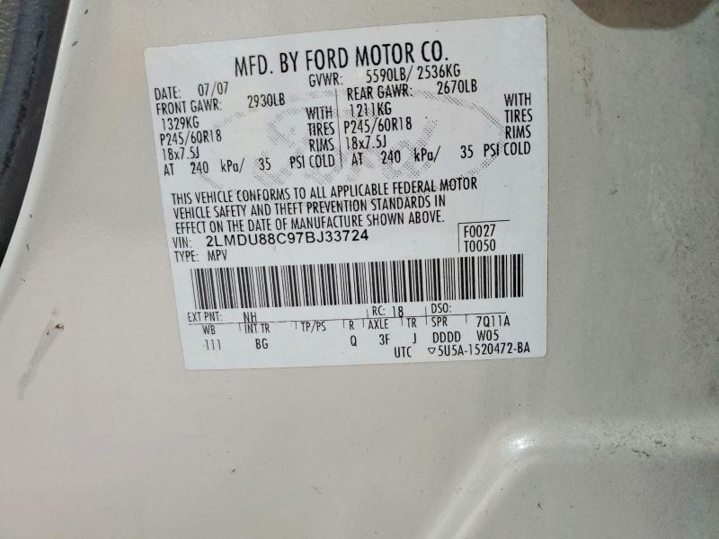 Продажа на аукционе авто 2007 Lincoln Mkx, vin: 2LMDU88C97BJ33724, номер лота: 60217316