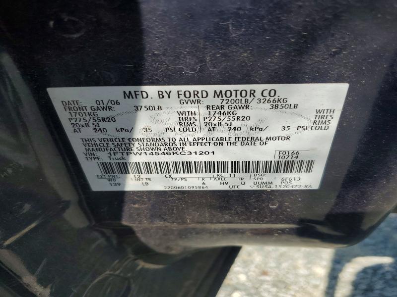 Aukcja sprzedaży 2006 Ford F150, vin: 1FTPW14546KC31201, numer aukcji: 59630466