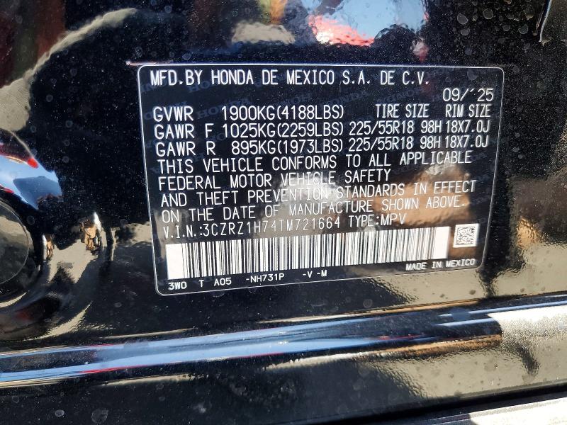 63566236 :رقم المزاد ، 3CZRZ1H74TM721664 vin ، 2026 Honda Hr-v مزاد بيع