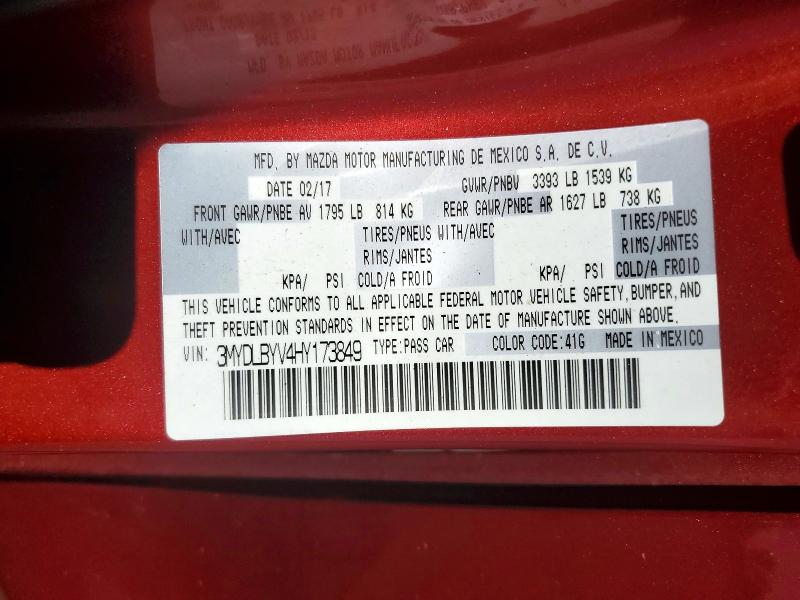 2017 Toyota Yaris Ia მანქანა იყიდება აუქციონზე, vin: 3MYDLBYV4HY173849, აუქციონის ნომერი: 61310406