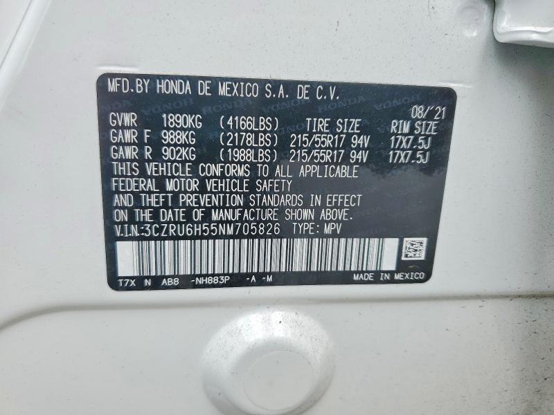 Продаж на аукціоні авто 2022 Honda Hr-v, vin: 3CZRU6H55NM705826, номер лоту: 59381506