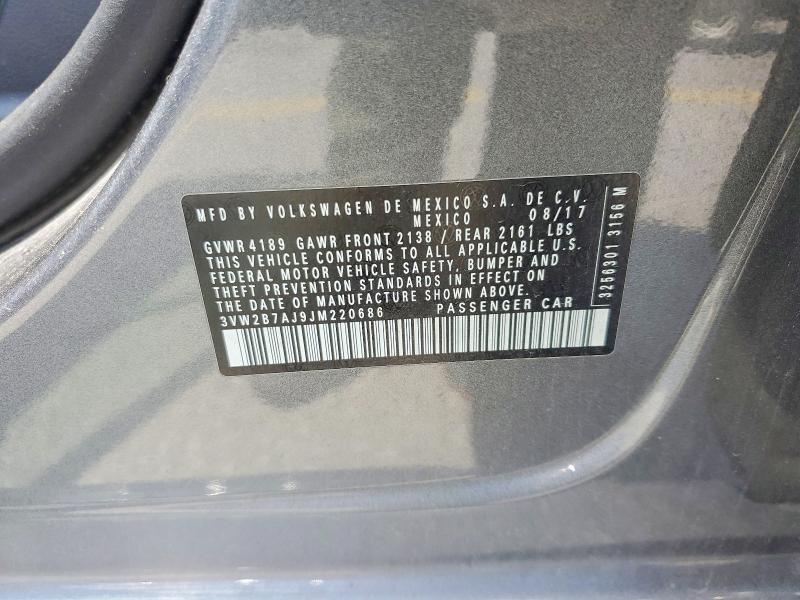 Продаж на аукціоні авто 2018 Volkswagen Jetta, vin: 3VW2B7AJ9JM220686, номер лоту: 62142216