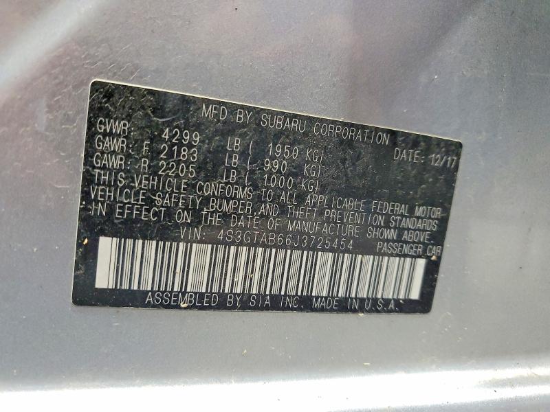Продаж на аукціоні авто 2018 Subaru Impreza, vin: 4S3GTAB66J3725454, номер лоту: 63131476