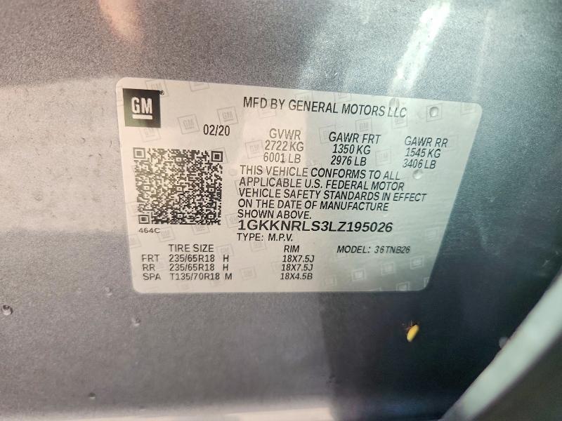 Aukcja sprzedaży 2020 Gmc Acadia, vin: 1GKKNRLS3LZ195026, numer aukcji: 61124666