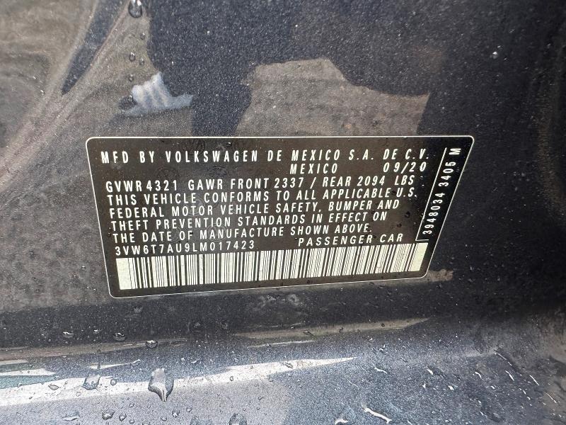 2020 Volkswagen Gti მანქანა იყიდება აუქციონზე, vin: 3VW6T7AU9LM017423, აუქციონის ნომერი: 63397156