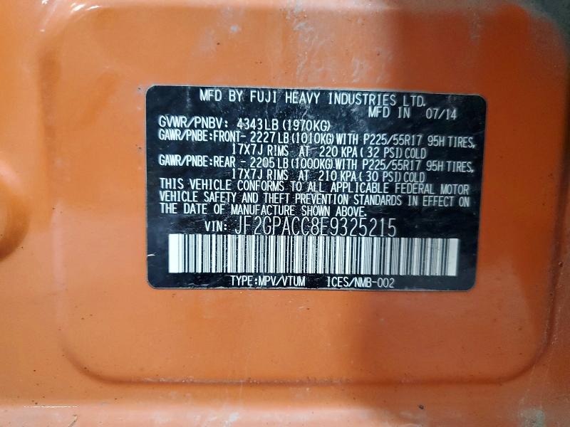 Aukcja sprzedaży 2014 Subaru Xv Crosstrek, vin: JF2GPACC8E9325215, numer aukcji: 61673176