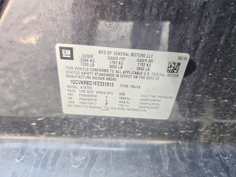 59845636 :رقم المزاد ، 1GCVKREC1FZ331813 vin ، 2015 Chevrolet Silverado مزاد بيع