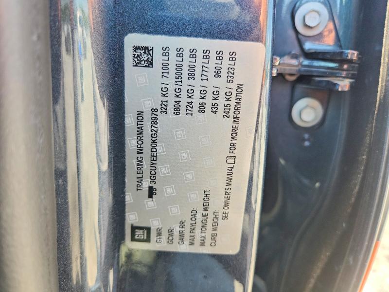 Aukcja sprzedaży 2019 Chevrolet Silverado, vin: 3GCUYEED0KG278978, numer aukcji: 59679706