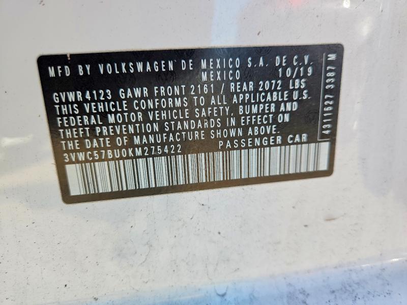 Aukcja sprzedaży 2019 Volkswagen Jetta, vin: 3VWC57BU0KM275422, numer aukcji: 62506646