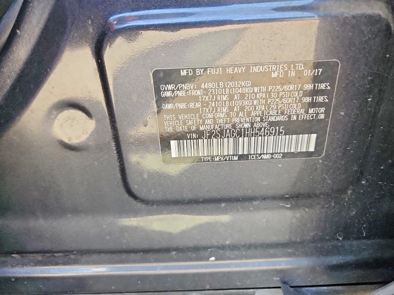 Продаж на аукціоні авто 2017 Subaru Forester, vin: JF2SJAGC1HH546915, номер лоту: 61320946