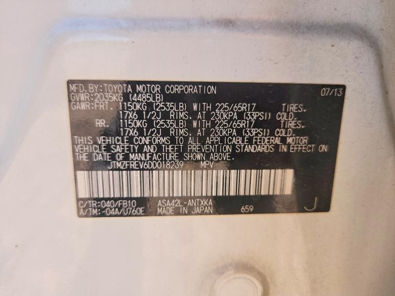 Продаж на аукціоні авто 2013 Toyota Rav4, vin: JTMZFREV6DD018239, номер лоту: 59913126