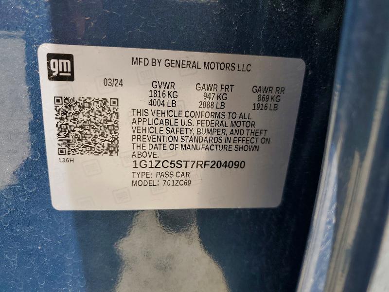 2024 Chevrolet Malibu მანქანა იყიდება აუქციონზე, vin: 1G1ZC5ST7RF204090, აუქციონის ნომერი: 59700656