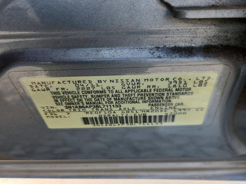 Продаж на аукціоні авто 2011 Nissan Sentra, vin: 3N1AB6AP3BL711133, номер лоту: 63032616