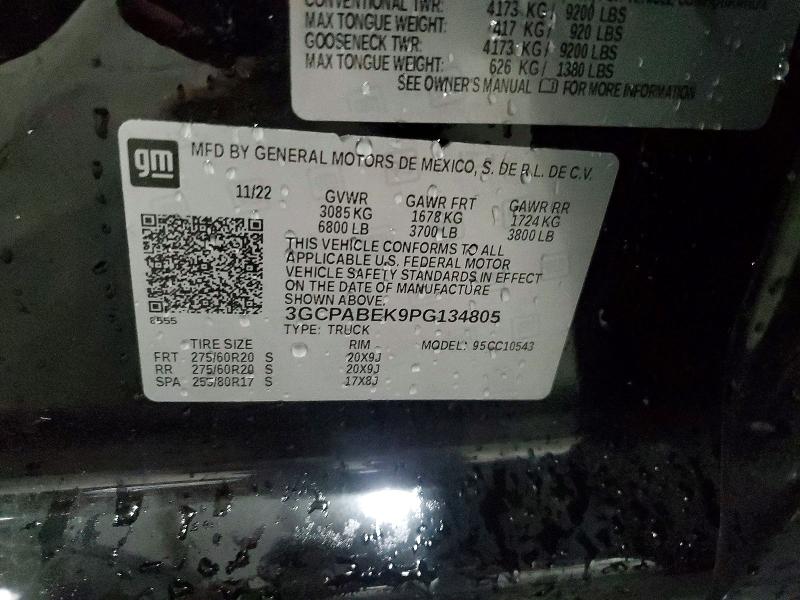 Aukcja sprzedaży 2023 Chevrolet Silverado, vin: 3GCPABEK9PG134805, numer aukcji: 61676896