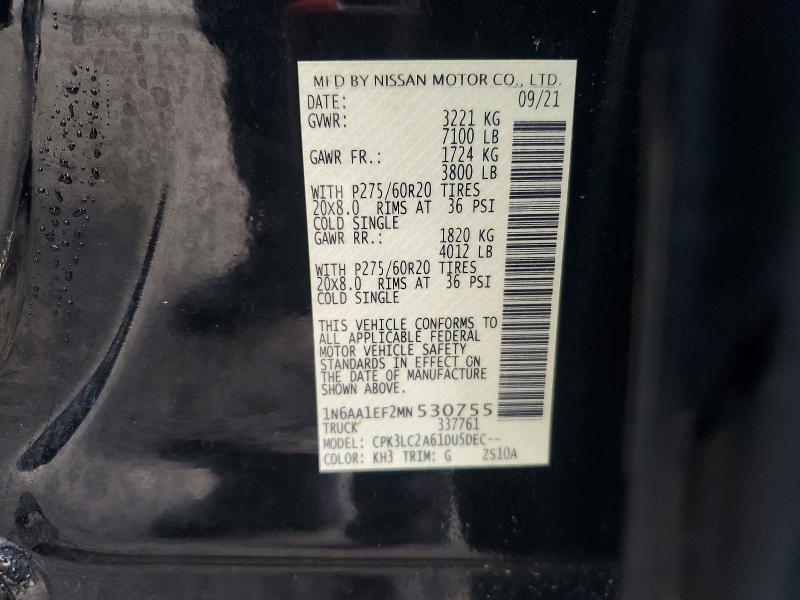 61149526 :رقم المزاد ، 1N6AA1EF2MN530755 vin ، 2021 Nissan Titan مزاد بيع