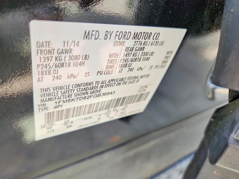 Aukcja sprzedaży 2015 Ford Explorer, vin: 1FM5K7D82FGB36943, numer aukcji: 62921586