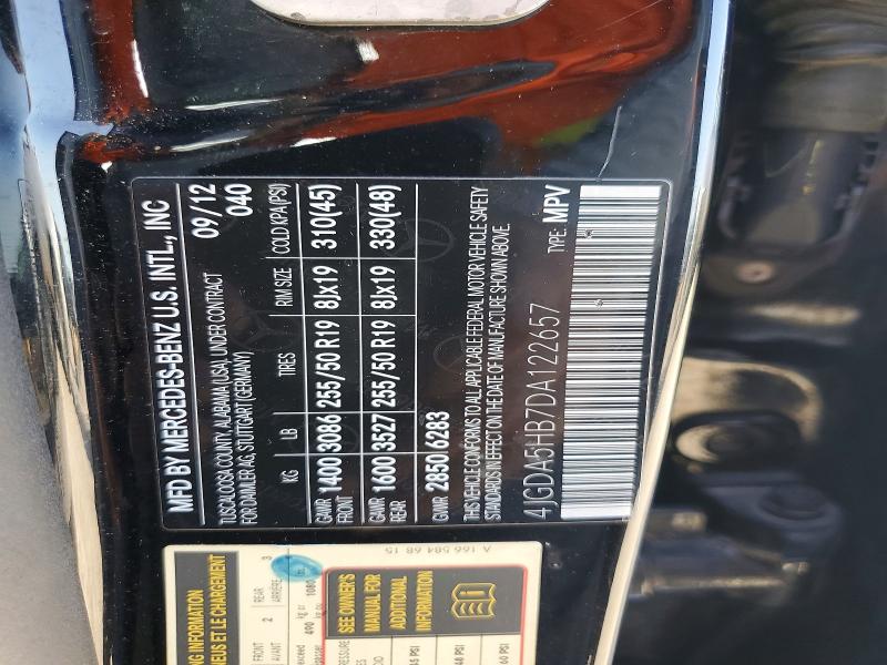 Продаж на аукціоні авто 2013 Mercedes-benz Ml, vin: 4JGDA5HB7DA122657, номер лоту: 61949176