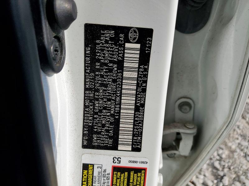 Aukcja sprzedaży 2019 Toyota Camry, vin: 4T1B61HK4KU230361, numer aukcji: 60991266