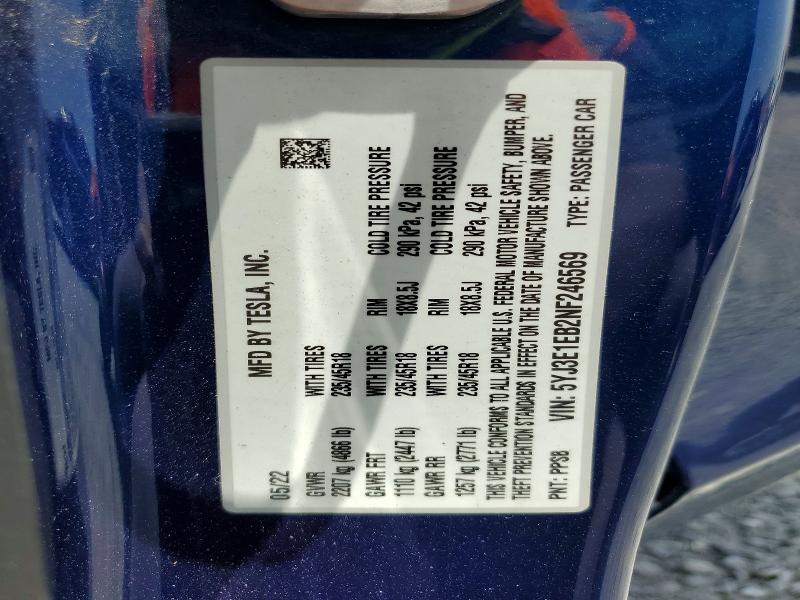 Aukcja sprzedaży 2022 Tesla Model 3, vin: 5YJ3E1EB2NF246569, numer aukcji: 60049946